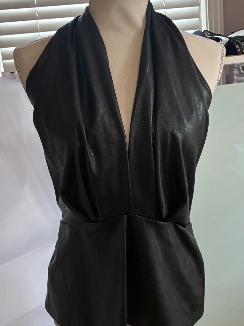 Black Halter vegan leather halter top